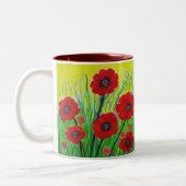 Rode papaver tweekleurige koffiemok (Links)