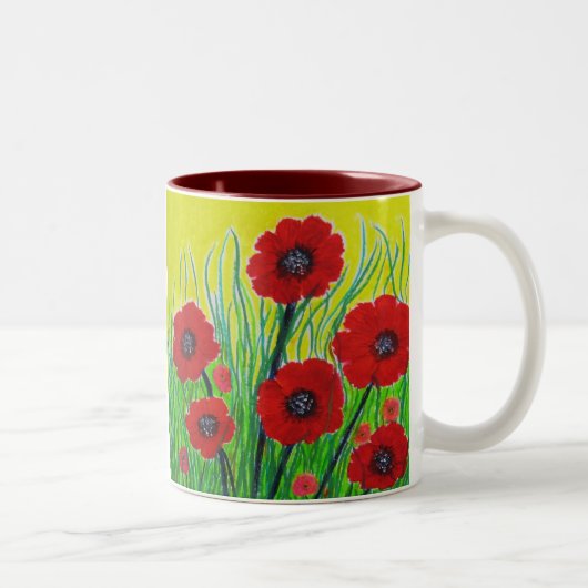 Rode papaver tweekleurige koffiemok (Rechts)