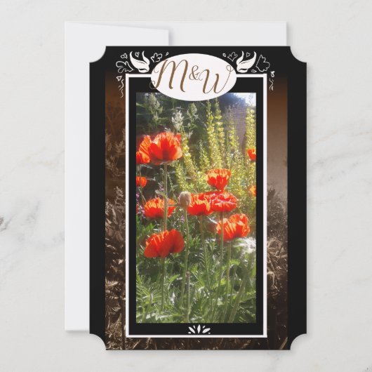 Rode papaver velden bloem douche uitnodigt save the date (Voorkant)