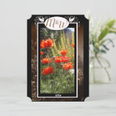 Rode papaver velden bloem douche uitnodigt save the date (Staand voorkant)