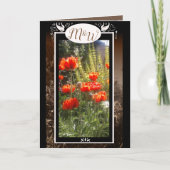 Rode papaver Velden Monogram Bloem Dank u Bedankkaart (Voorkant)