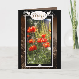 Rode papaver Velden Monogram Bloem Dank u Bedankkaart