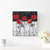 Rode papaver vierkante klok (Huis)