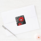 Rode papaver vierkante sticker (Envelop)