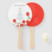 Rode papaver voor de lente bruiloft handwaaier (Voorkant en achterkant)