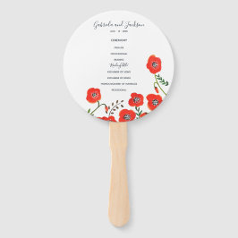 Rode papaver voor de lente bruiloft handwaaier