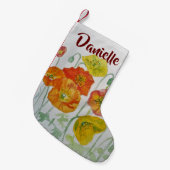 Rode papaver Waterverf bloemen Floral naam stoppen Kleine Kerstsok (Voorkant (Hangend))