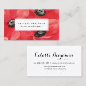 Rode papaver | Waterverf bloemen Visitekaartje (Voorkant / Achterkant)