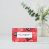 Rode papaver | Waterverf bloemen Visitekaartje (Staand voorkant)