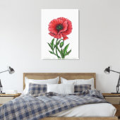 Rode papaver, waterverf en inkt canvas afdruk (Insitu (Slaapkamer))