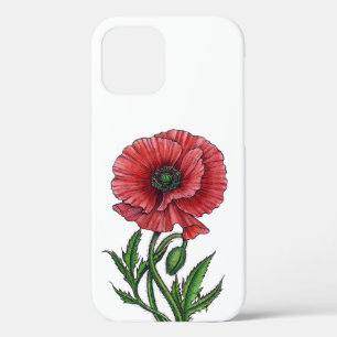 Rode papaver, waterverf en inkt Case-Mate iPhone case
