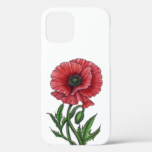 Rode papaver, waterverf en inkt Case-Mate iPhone case (Achterkant)