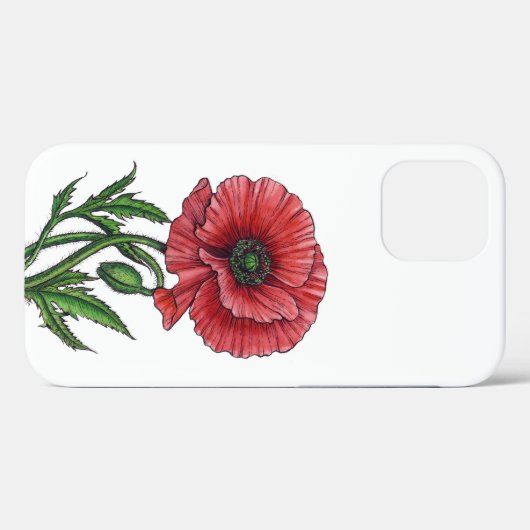 Rode papaver, waterverf en inkt Case-Mate iPhone case (Achterkant (horizontaal))