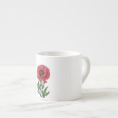 Rode papaver, waterverf en inkt espresso kop (Voorkant rechts)