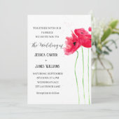 Rode papaver Waterverf Rustic Elegant Wedding Kaart (Staand voorkant)