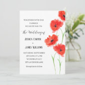 Rode papaver Waterverf Rustic Elegant Wedding Kaart (Staand voorkant)