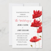 Rode papaver Waterverf Rustic Elegant Wedding Kaart (Voorkant)