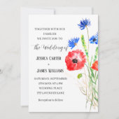 Rode papaver Waterverf Rustic Elegant Wedding Kaart (Voorkant)