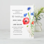 Rode papaver Waterverf Rustic Elegant Wedding Kaart (Staand voorkant)