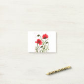 Rode papaver waterverf rustige chic post-it® notes (Op bureau)