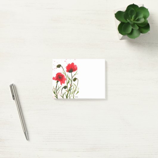 Rode papaver waterverf rustige chic post-it post-it® notes (Kantoor)