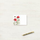 Rode papaver waterverf rustige chic post-it post-it® notes (Op bureau)