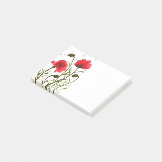 Rode papaver waterverf rustige chic post-it post-it® notes (Schuin)