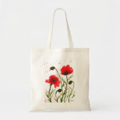 Rode papaver waterverf rustige natuur papaver tote bag (Voorkant)