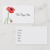 Rode papaver-Waterverf, zomerperen Visitekaartje (Voorkant / Achterkant)