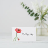 Rode papaver-Waterverf, zomerperen Visitekaartje (Staand voorkant)