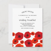 Rode papaver Wedding Breakfast uitnodiging (Voorkant)