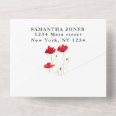 Rode papaver Wildbloemen Floral Sweet 16 Zestien All In One Uitnodiging (Achterkant)