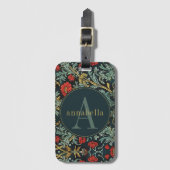 rode papaver William Morris Monogram Bagagelabel (Voorkant (verticaal))