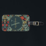 rode papaver William Morris Monogram Bagagelabel<br><div class="desc">Dit eenvoudige maar elegante ontwerp heeft een elegant,  door William Morris geïnspireerd bloemmotief in rijk rood,  saliegroen,  donkerblauw en goud. Houd uw bagage getagd met stijl. Voeg een naam toe om het te personaliseren. Een mooi kerst- of Moederdag-cadeau. Creëer door Simply Farmhouse Press.</div>