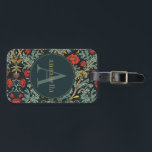 rode papaver William Morris Monogram Bagagelabel<br><div class="desc">Dit eenvoudige maar elegante ontwerp heeft een elegant,  door William Morris geïnspireerd bloemmotief in rijk rood,  saliegroen,  donkerblauw en goud. Houd uw bagage getagd met stijl. Voeg een naam toe om het te personaliseren. Een mooi kerst- of Moederdag-cadeau. Creëer door Simply Farmhouse Press.</div>