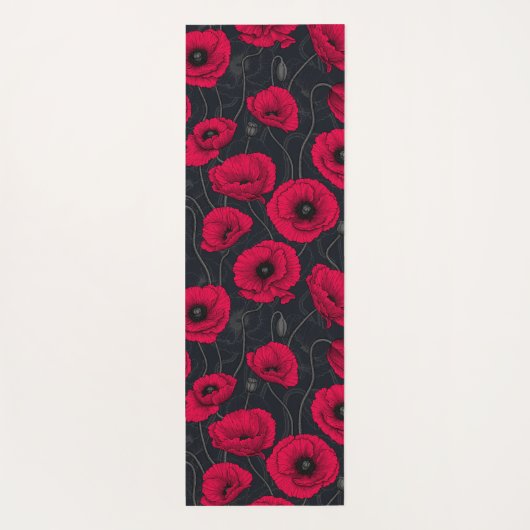 Rode papaver yogamat (Achterkant)