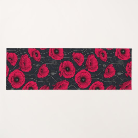 Rode papaver yogamat (Voorkant (horizontaal))