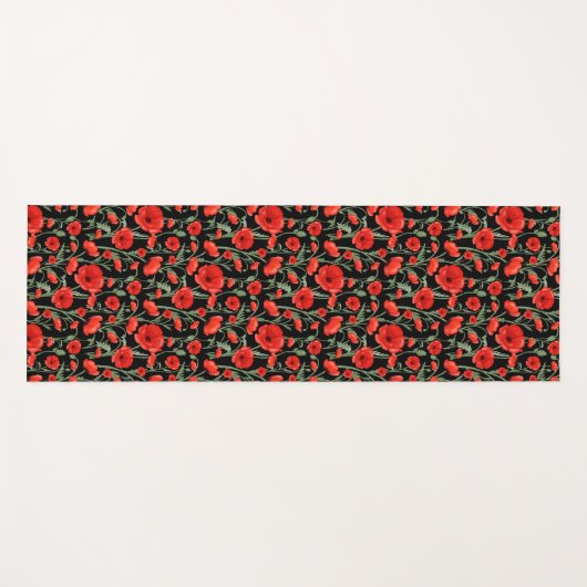 Rode papaver yogamat (Voorkant (horizontaal))