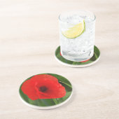 Rode papaver zandsteen onderzetter (Zijkant)
