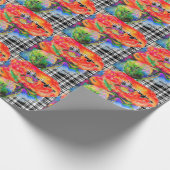 Rode papaver - zwart en wit cadeaupapier (Hoek)