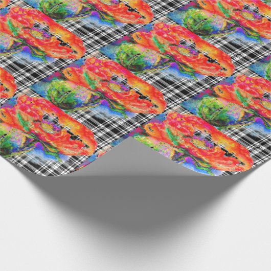 Rode papaver - zwart en wit cadeaupapier (Hoek)