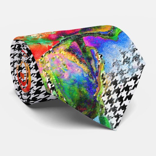 Rode papaver - zwart-witte haardetails stropdas (Opgerold)