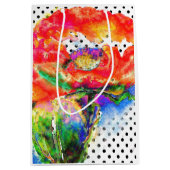 Rode papaver - zwarte en witte polka-stippen medium cadeauzakje (Voorkant)