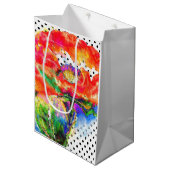 Rode papaver - zwarte en witte polka-stippen medium cadeauzakje (Voorkant Gekanteld)