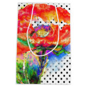 Rode papaver - zwarte en witte polka-stippen medium cadeauzakje (Achterkant)