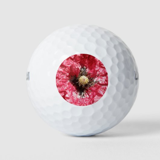rode papaverbloem Macro Golfbal Golfballen (Voorkant)