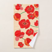 Rode papaverbloem op beige achtergrond bad handdoek (Handdoek)