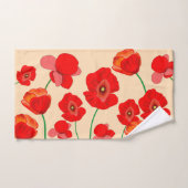 Rode papaverbloem op beige achtergrond bad handdoek (Handdoek)