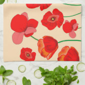 Rode papaverbloem op beige achtergrond theedoek (Gevouwen)