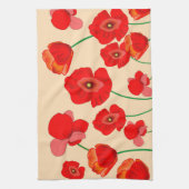 Rode papaverbloem op beige achtergrond theedoek (Verticaal)